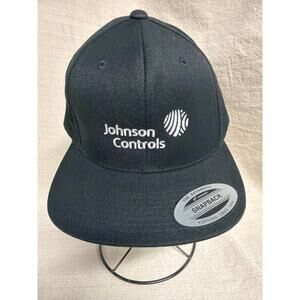 Johnson Controls Sport Tek Snapback Hat Black Flat Brim Adjustable Cap OSFA